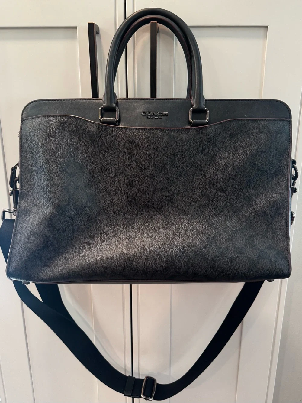 Coach Graham Slim Briefcase in Black Signature Canvas #589